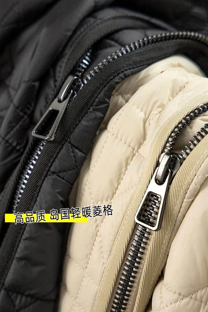 Design Asymmetry Parkas Thin Hood Cotton  Casual  Spliced  Autumn/Winter  Asymmetric Length  Zipper  Winter Coat Women