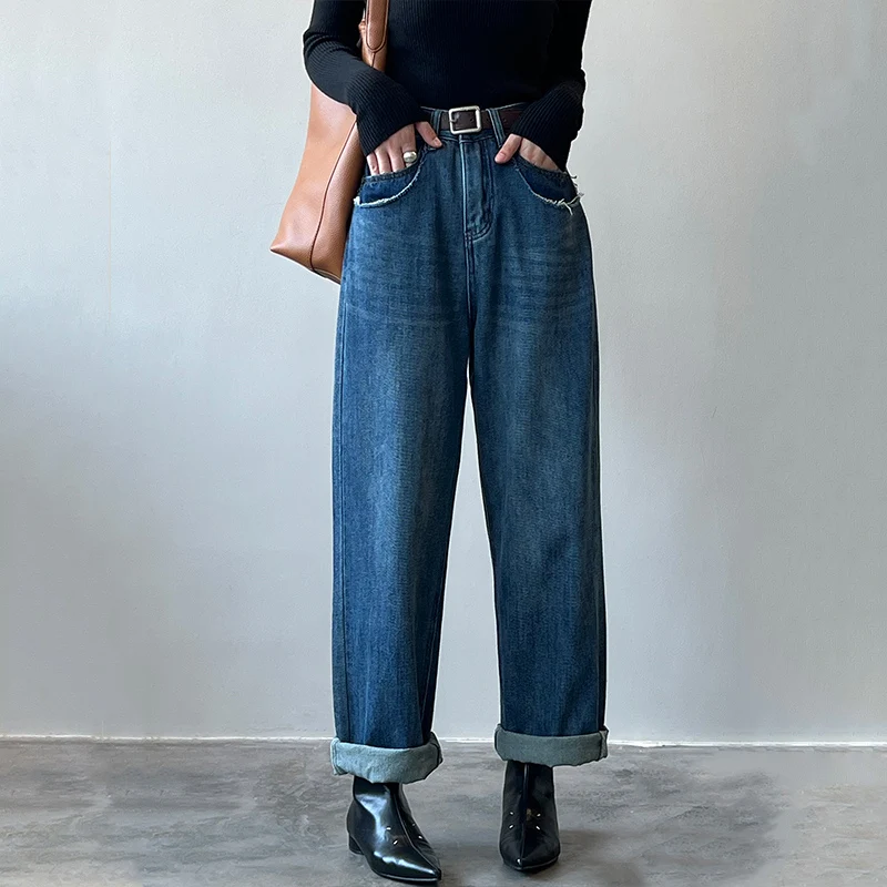 

2022 Autumn Women's Jeans High Waist Wide Leg Fashion Loose Straight