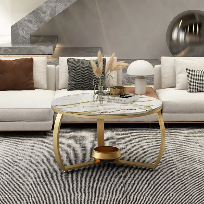

Marble Top Coffee Table Nordic Round Tray Small Space Living Room Floor Center Tables Couch Tavolino Da Salotto Home Furniture