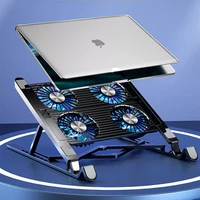 universal portable laptop stand cooling fan foldable mute color led desktop adjustable holder for 17 inch ipad tablet macbook