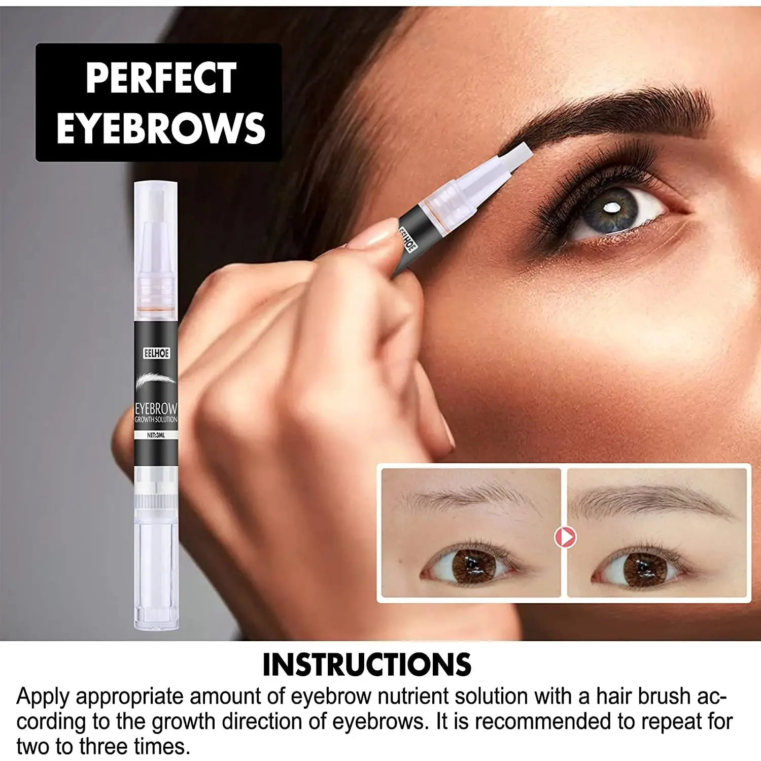 

3ml Stronger Brow Growth Rapid Thicker Healthier Brow Enhancing Serum Natural Eyebrow Enhancer Nourishing