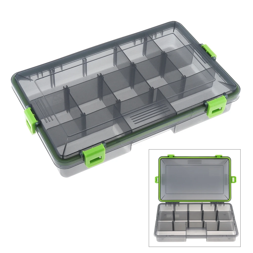 

Waterproof Fishing Tackle Box Activity 11 Compartments 4 Lock for Fishing Hook Swivel Ring Lures and Accessories Storage Case