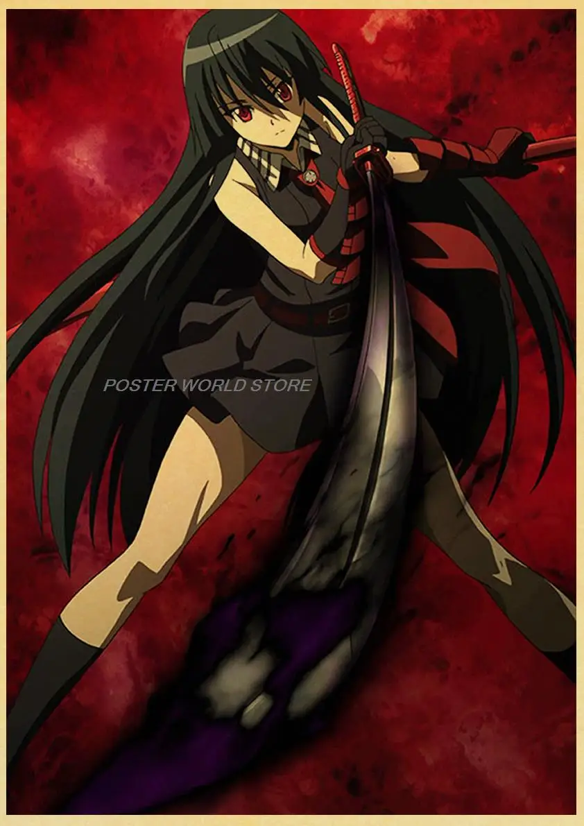 Аниме Akame Ga KILL! Плакаты для комнаты стены картины из крафт-бумаги ретро и принты