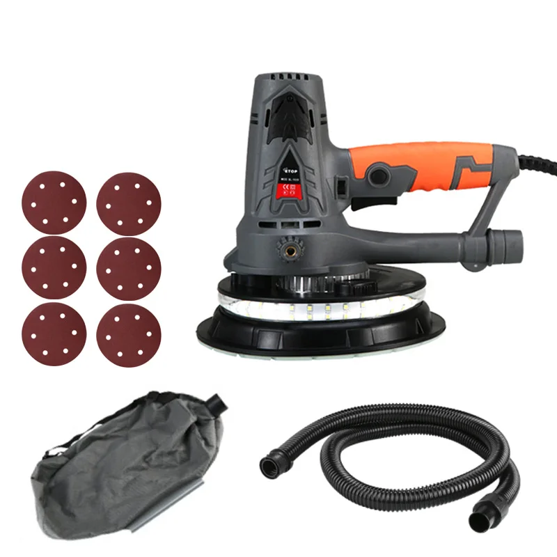 Drywall Sander 1250W Variable Speed Wall Putty Polisher Machine Handheld Polishing With LED Light ,Dust Hose and Collection Bag