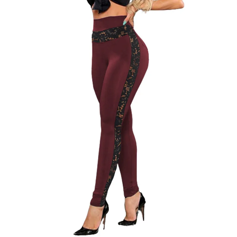 2022 Summer Solid Color Women Lace Stitching Hip-lifting Sweatpants Yoga Pants Skinny Leggings Women's Clothing Lady Pants