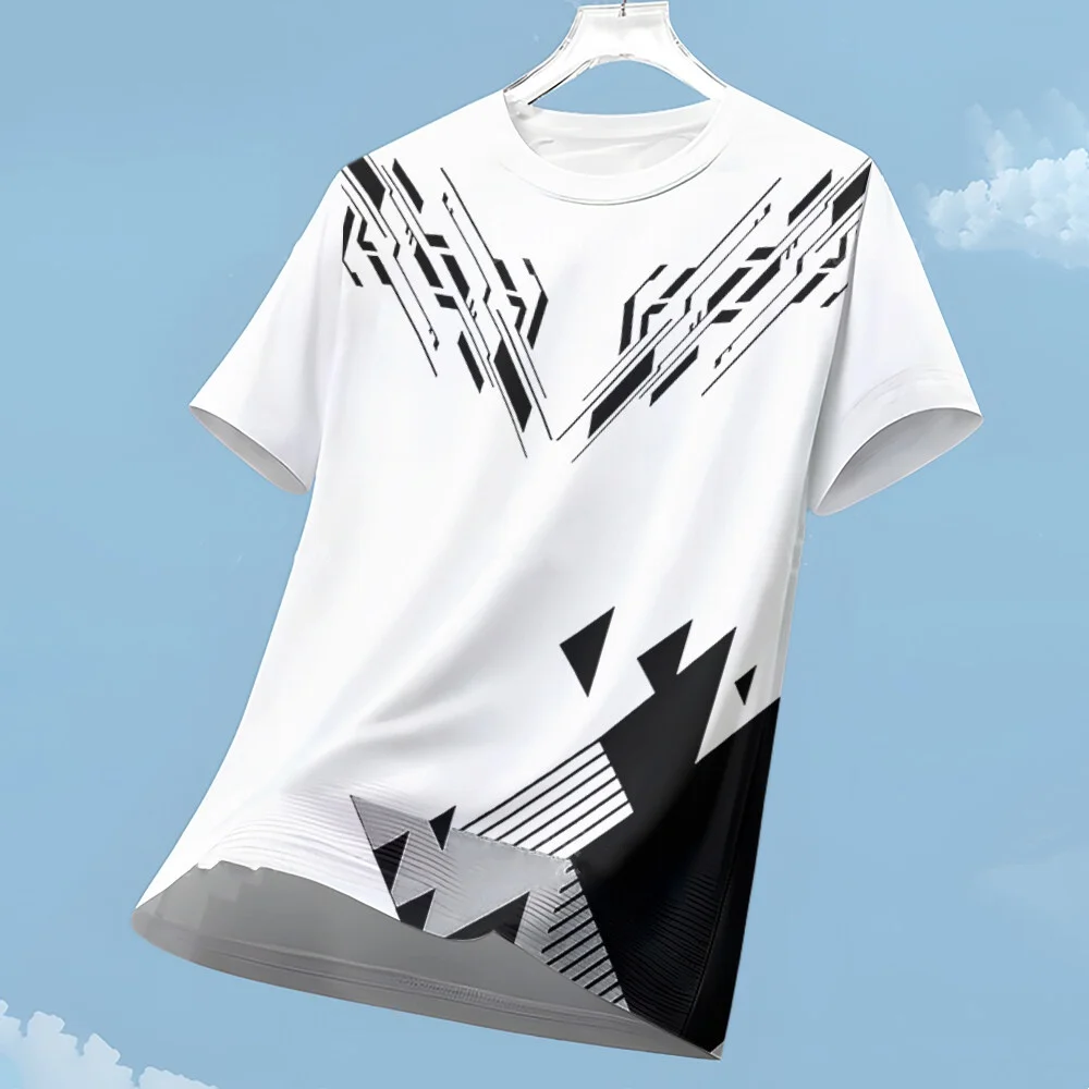 Camiseta masculina moda bloco de cores impressão 3d t ao ar livre corrida fitness esportes manga curta verão casual o-pescoço solto respirável topo