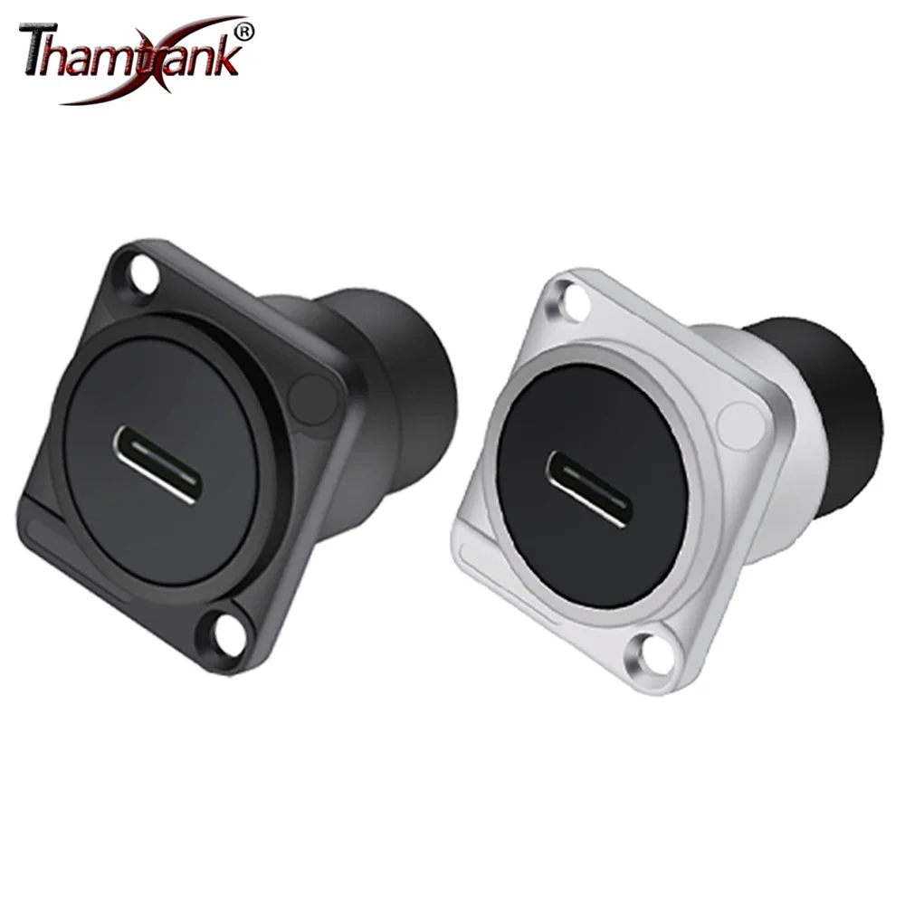 

50pcs Type-C Panel Mount Chassis Connector Type-C Converter Aapter DIY Jack for Automation Installation Black/Silver