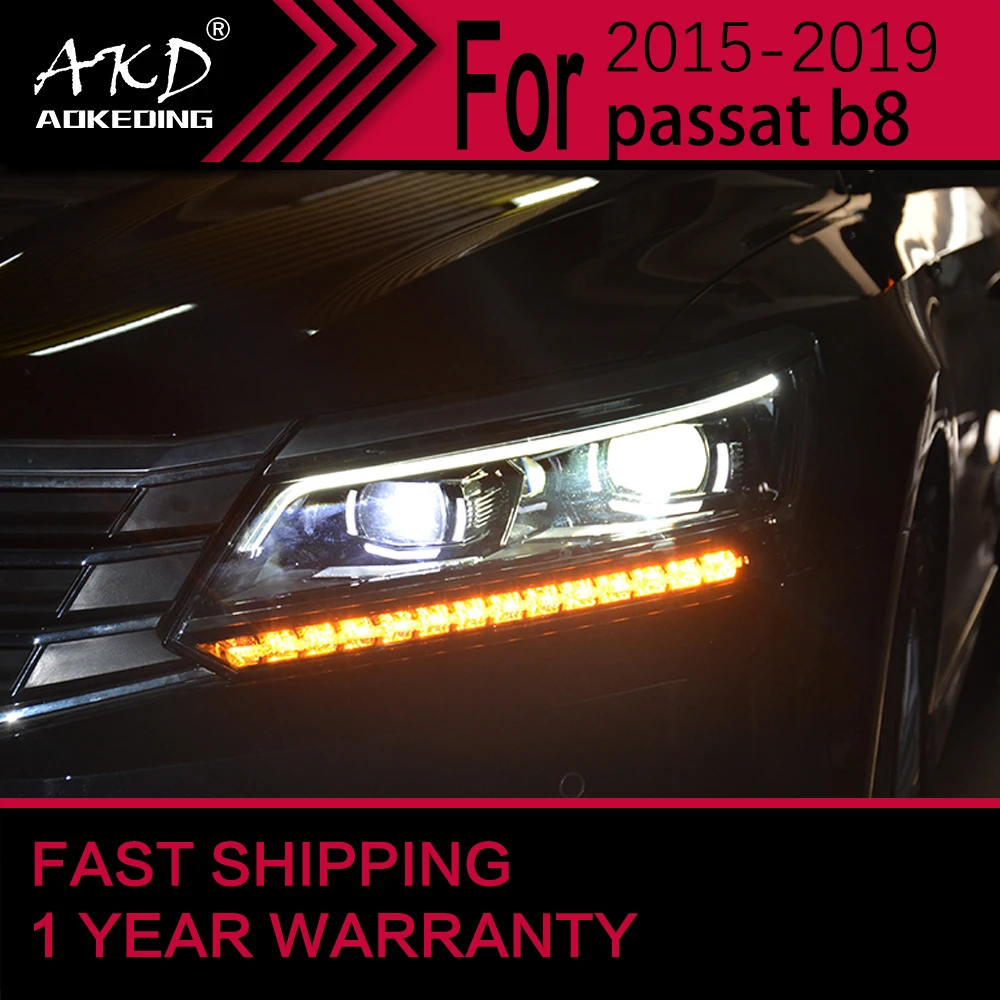 Car Lights for V W Passat B8 LED Headlight 2016-2019 US Version Passat Head Lamp Drl Projector Lens Automotive
