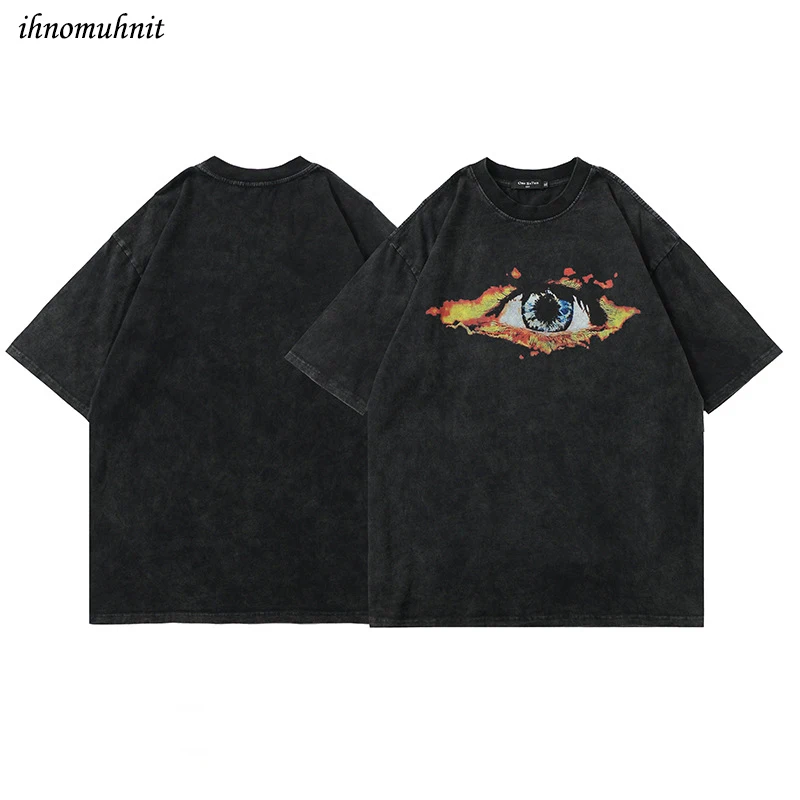 

2022 Harajuku Anime Graphics Printed T-shirt Washed Old Retro Street Style For Men For Women Cartoon T-shirt Loose Short Sleeve