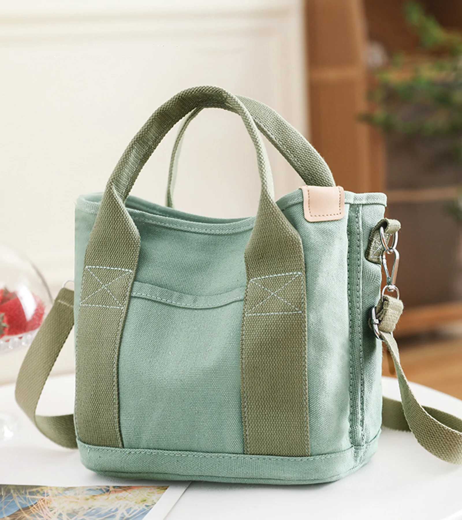 

Универсальная Холщовая Сумка-тоут с несколькими карманами, женская простая Компактная сумка, маленькая сумка через плечо для вечеринок, для поездок