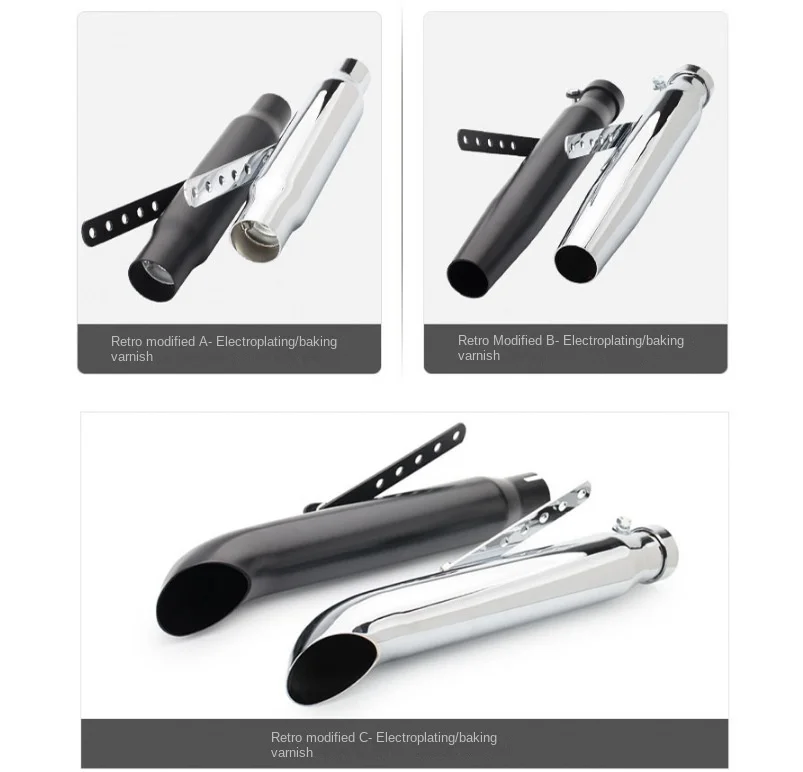 

Motorcycle modification parts suitable for Harley Triumph Climber Guz with mesh retro fishhead exhaust pipe