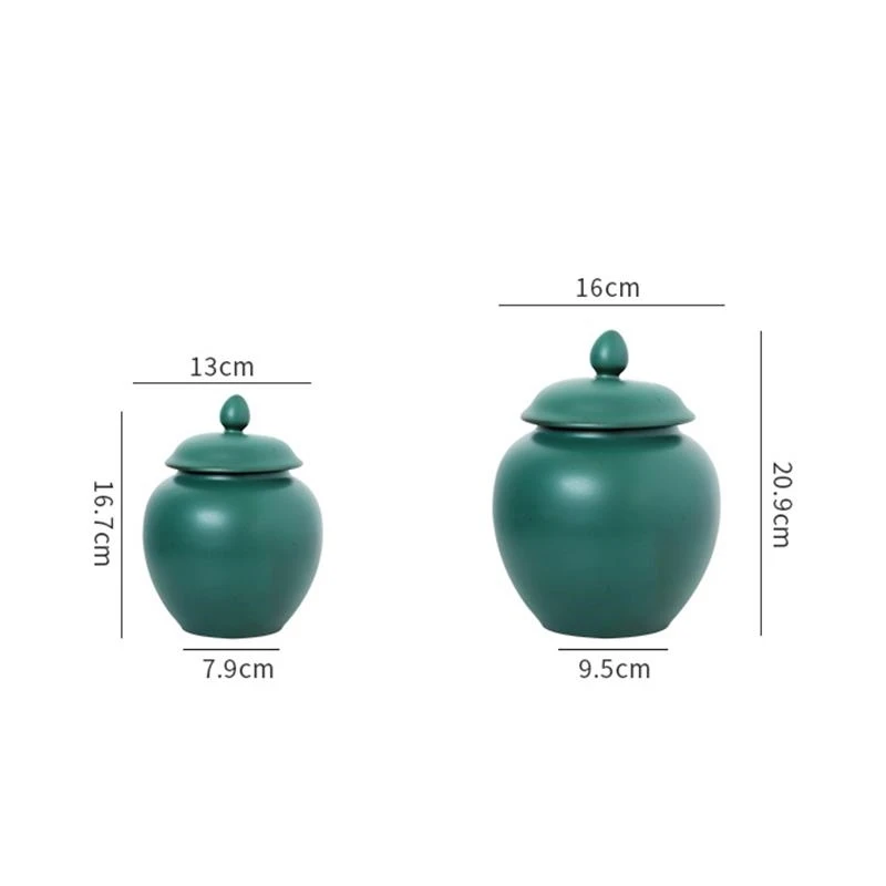 Фото Винтажная керамическая чайная кепка, зеленая загальная банка, герметичная фарфоровая кухонная контейнер с имбирем, бутылка для украшения дома №5