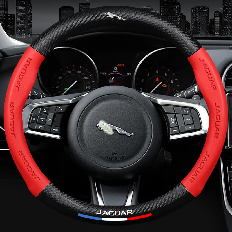 

Steering Wheel Cover Leather 38cm For Jaguar E-PACE F-PACE XJ XEL XFL XE XF Anti Slip Car Grip Cover Four Seasons