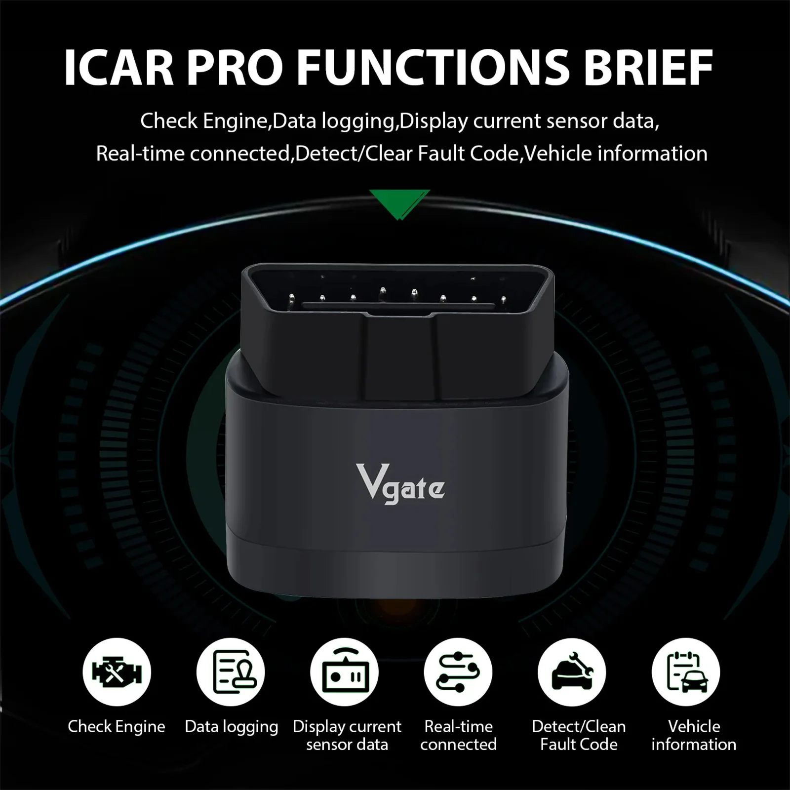 Vgate iCar Pro 2S ELM327 Bluetooth 5.3 V2.3 Автомобильный сканер OBD II Модернизированный
