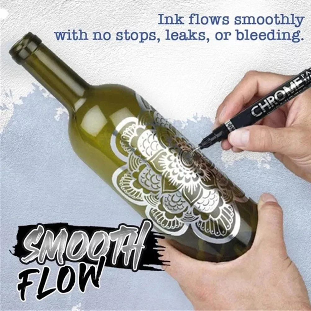 

2022 Liquid Chrome Marker Set Silver Art Liquid Mirror Chrome Markers Fade-proof Metal Permanent Paint Craftwork Pen Accessories