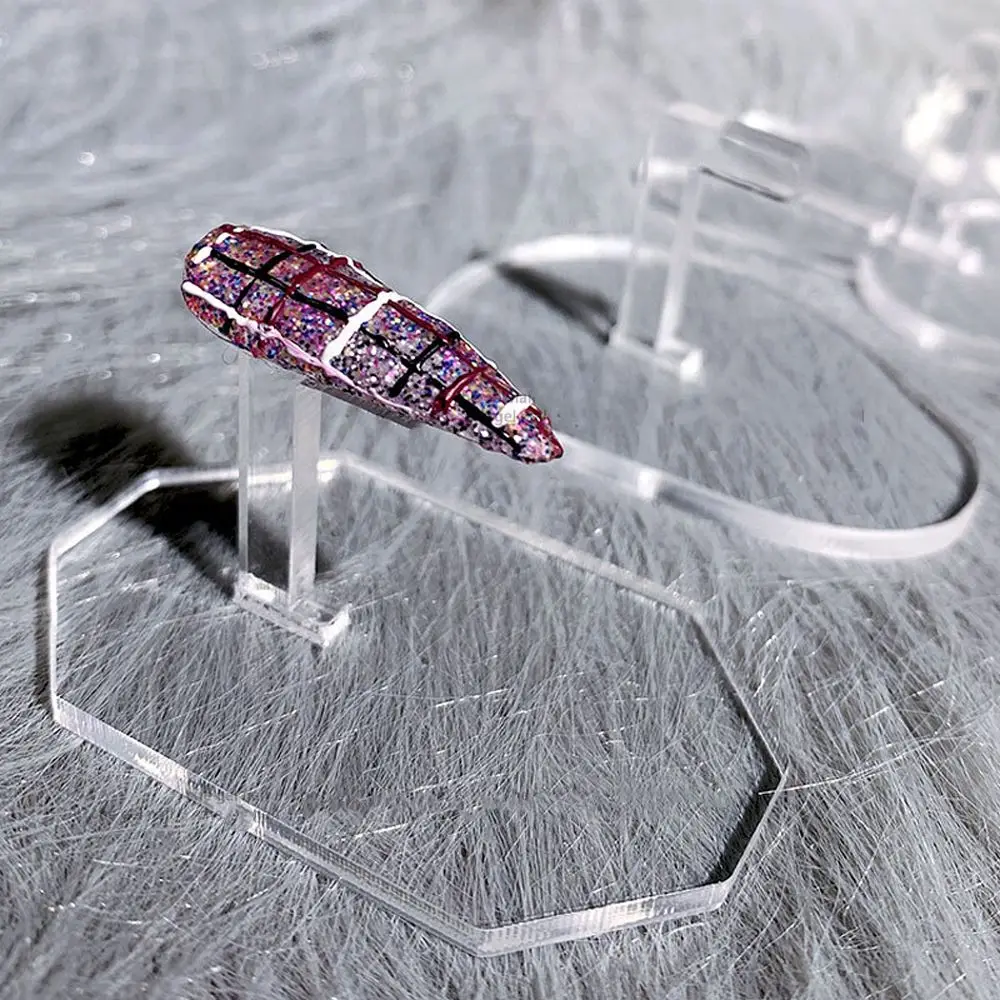 

New Japanese Checkerboard Nail Jewelry Acrylic Base Lotus Finger Holder Training Stand Display Seat Manicure Accessories