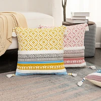 new printed tufted cushion cover 45x45cm simple woven tassel pillowcase home car pillow covers decorative