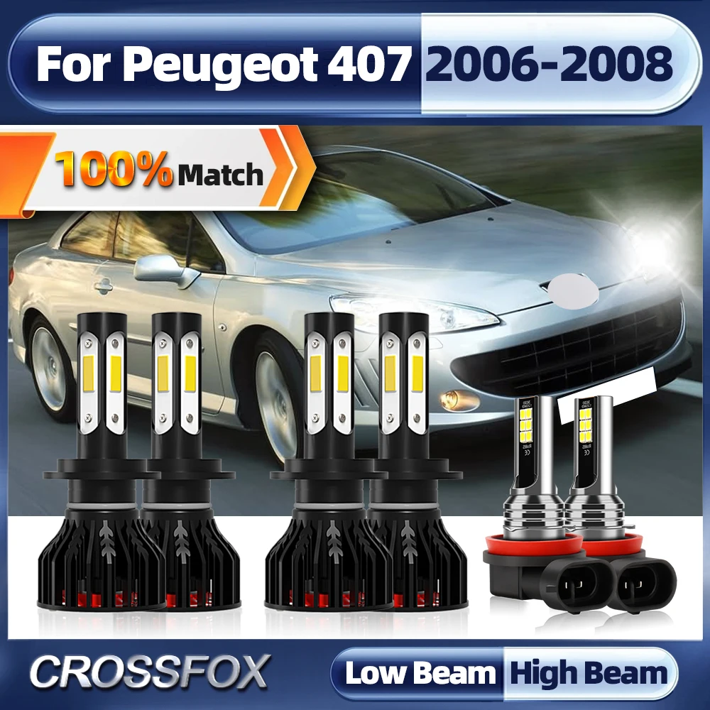

H7 светодиодный лампы для фар 60000LM супер яркая лампа дальнего и ближнего света светодиодный лампочка для фар CSP чипы 6000K для Peugeot 407 2006 2007 2008