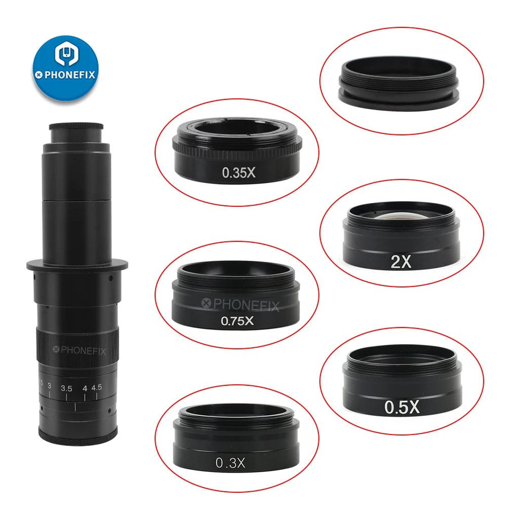 

0.75x 0.5X 2.0X 0.35X Barlow Auxiliary Objective Glass Lens for Zoom 180X 300X C-MOUNT Lens Industry Video Microscope Camera