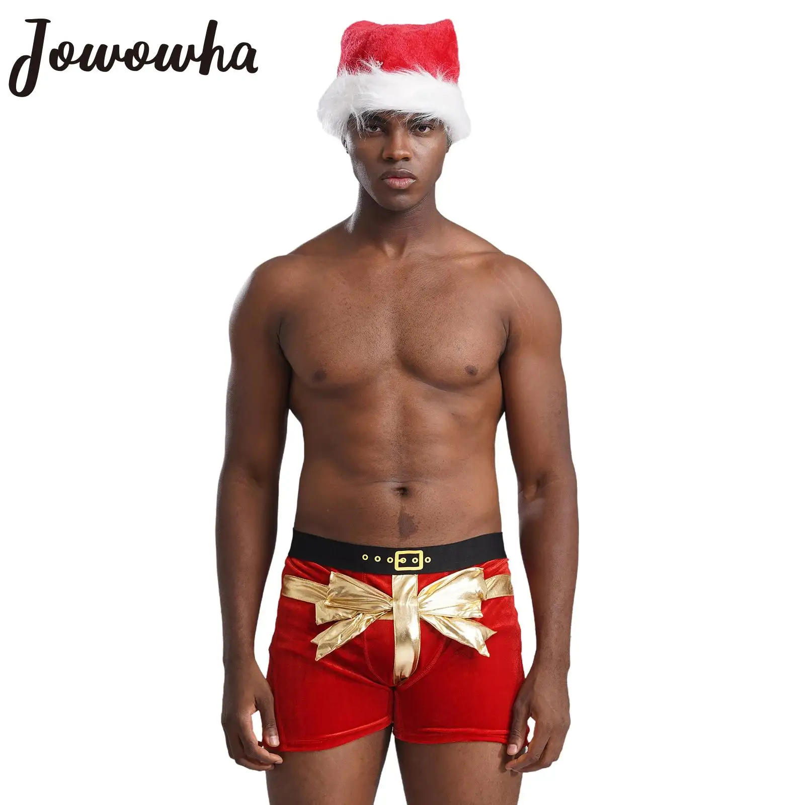 Мужской рождественский костюм комплект сексуального нижнего белья эластичный