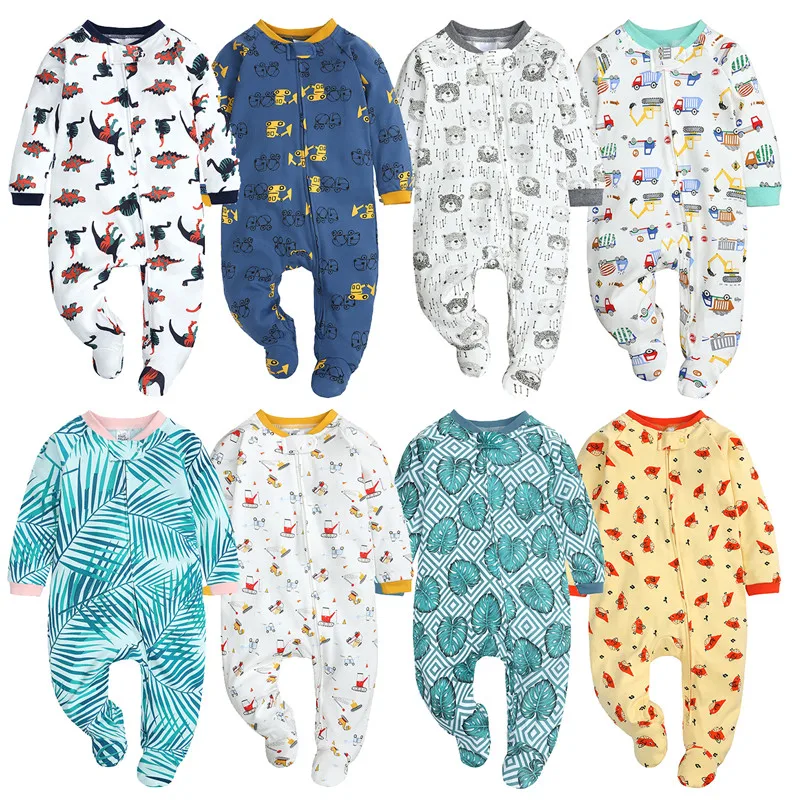 2022 Newborn Baby Romper with Zipper for Boy and Girls 0-18m Spring Baby Girl Clothes Long Sleeve Jumpsuit Sleepwear Clothes