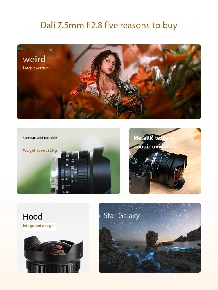 SGimage 7 5 мм F2.8 APS-C объектив рыбий глаз со стандартным фиксированным фокусом для