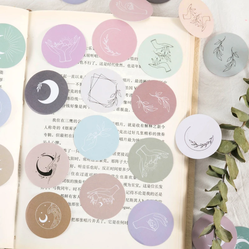 Stickers Artistic Fresh Mini Diary Decoration Gift Painting Moon Supplies School Handbook Sealing Scrapbook 4*4cm