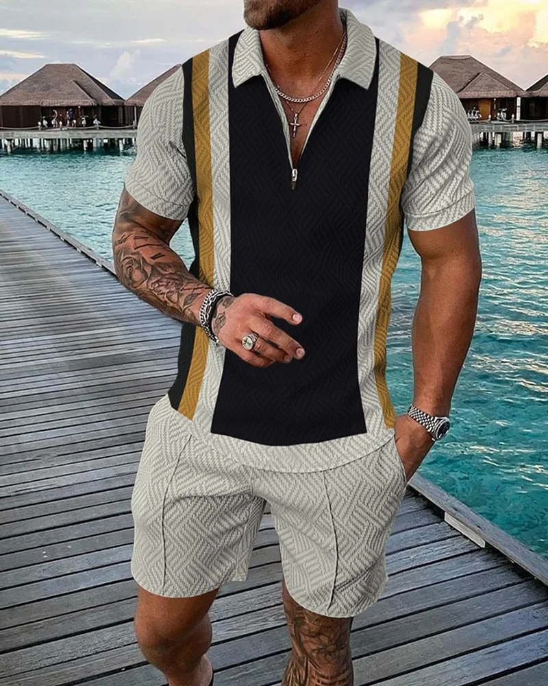 Летний мужской костюм рубашка-поло с 3D-принтом модные креативные топы спортивная