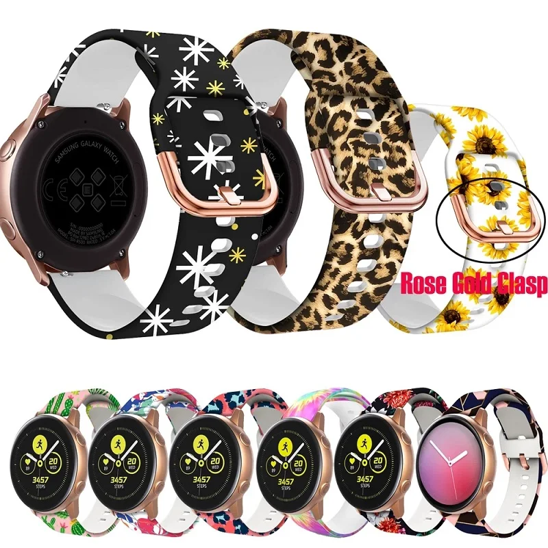 

20 22mm Silicone Strap For Samsung Galaxy Watch 46 42mm Watch3 41/45mm Gear S2 S3 Ladies Printed Strap For Amazfit Bip Wristband