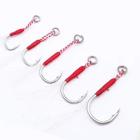 20 pcs fishing lure hooks slow jigging cast jigs barbed single thread feather pesca high carbon steel accessories