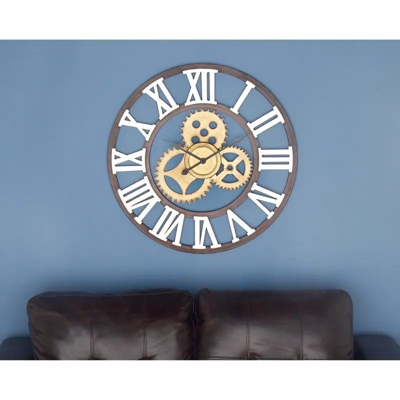 

30" Brown Metal Gear Wall Clock