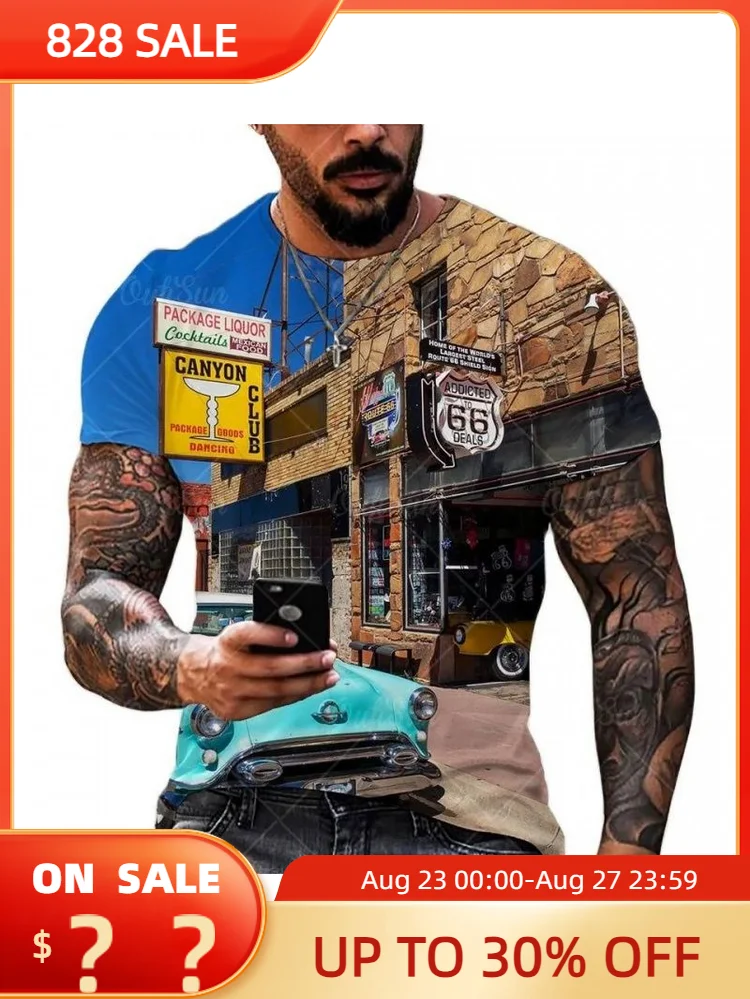 

Мужская футболка с коротким рукавом и принтом, черного цвета