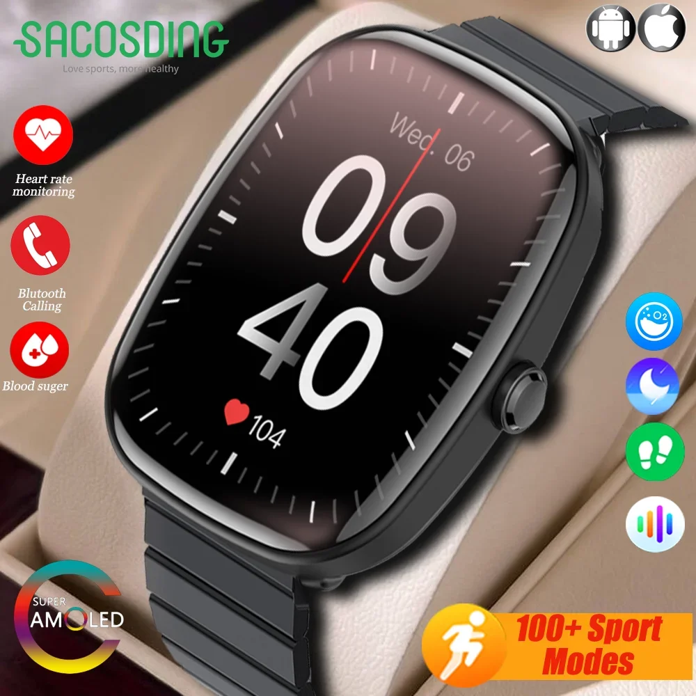 Смарт-часы с AMOLED-экраном 1 83 дюйма пульсометром и Bluetooth