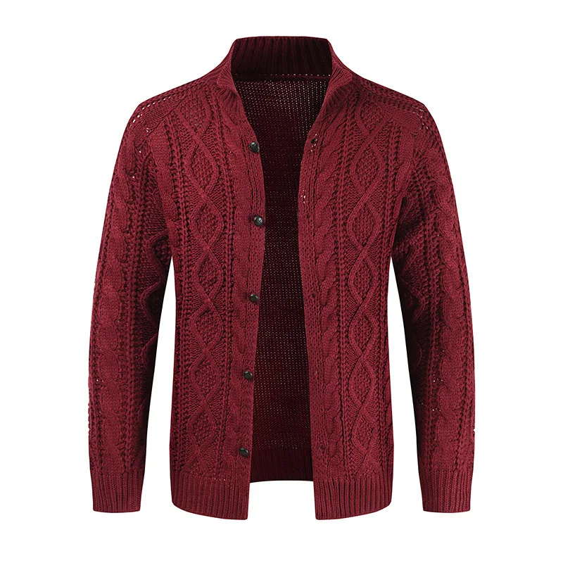 2023 Spring and Autumn New Men's Knitwear Solid Color Cardigan Long Sleeve Standing Neck Breathable Sweater Mens Casual Coat