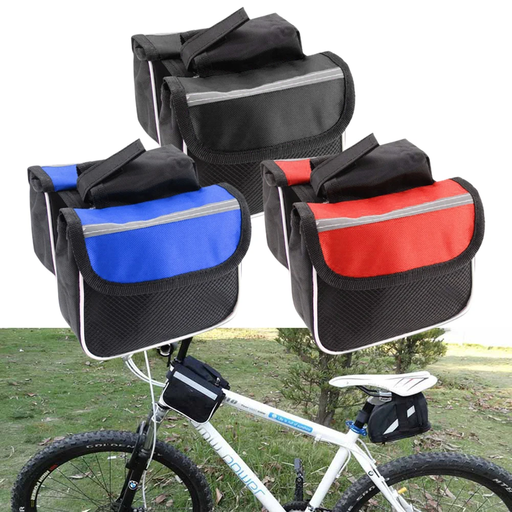 

Bicycle Cycling Mountain Bike Frame Front Tube Small Pannier Saddle Pouch Bag Front Beam Bag Three-in-one Sunscreen Shade