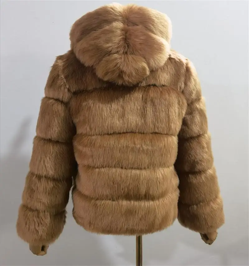 Women's Winter Fashion Hot Street Lnstagram Influencer Faux Fur Coat Personality Stitching Fox Hair Hooded Jacket Trade Spot