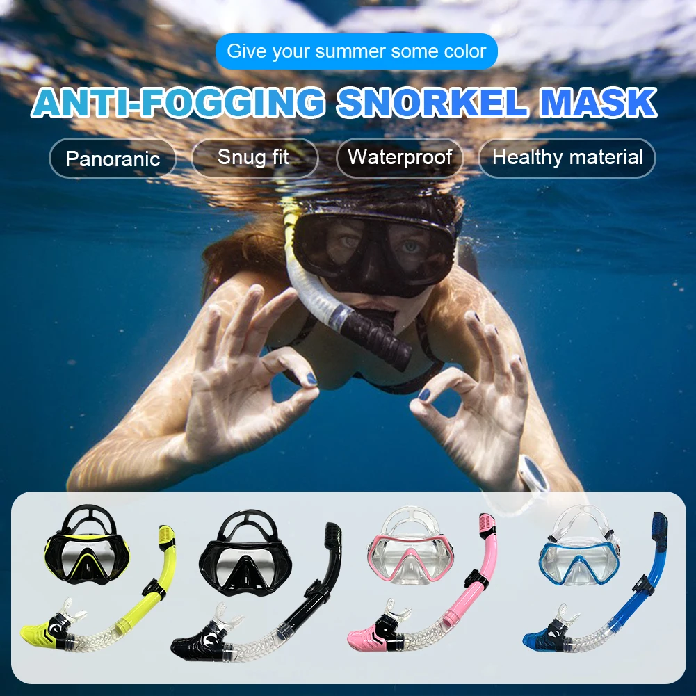 

Scuba Diving Mask And Snorkels Anti-Fog Tempered Glasses Diving Goggles Breath Tube Set Underwater Swimming Snorkeling Supplies