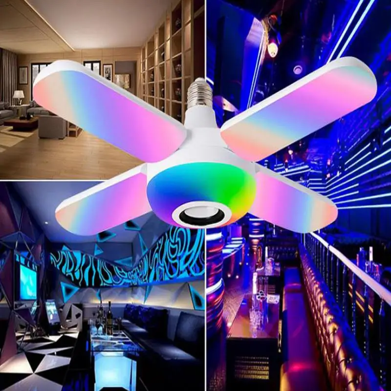 

LED Lamp Bulb E27 Smart Light Bulb RGB Foldable Speaker Lamp Remote Control Light 50W Music Bulb Decor Home