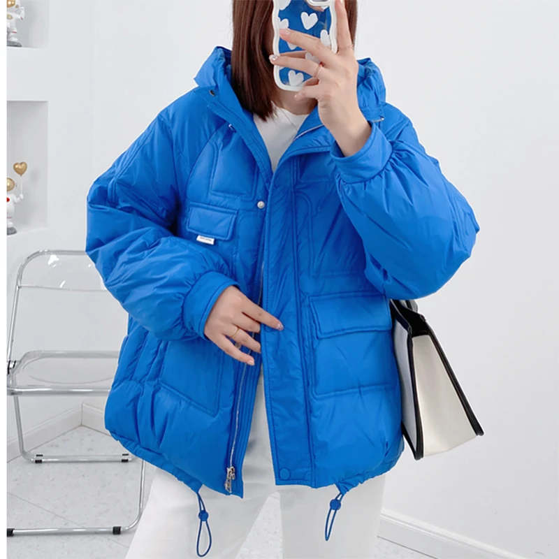 bread jacket down jacket female short section 2022 new Korean version loose hooded small white duck down student