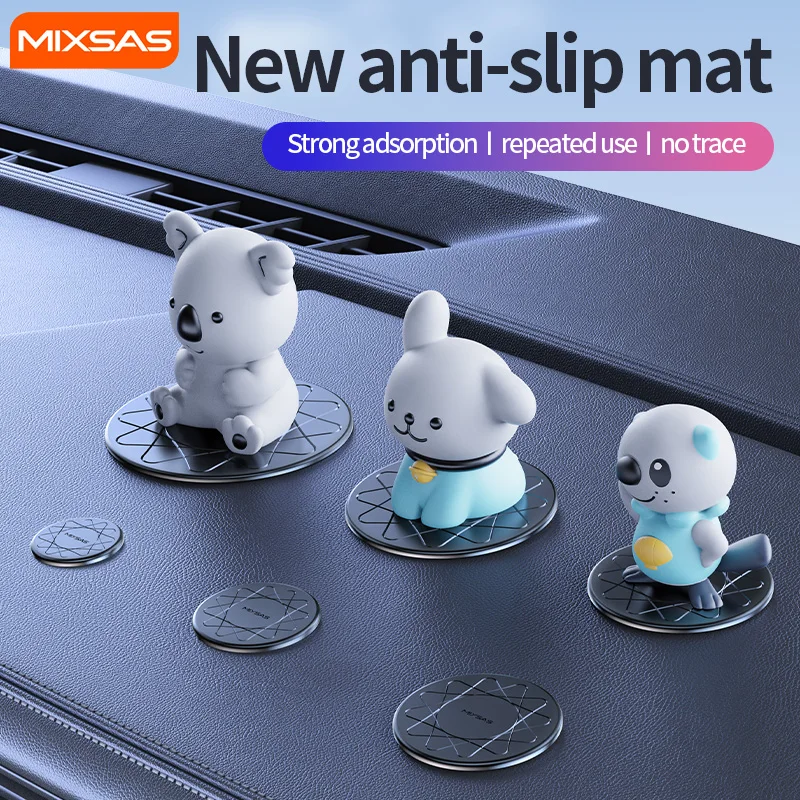 Фото MIXSAS Nano PU автомобильный нескользящий коврик круглый противоскользящий коврик для игрушек авто подставка для столовых приборов центральная консоль приборная панель украшение для телефона аксессуар для интерьера №1