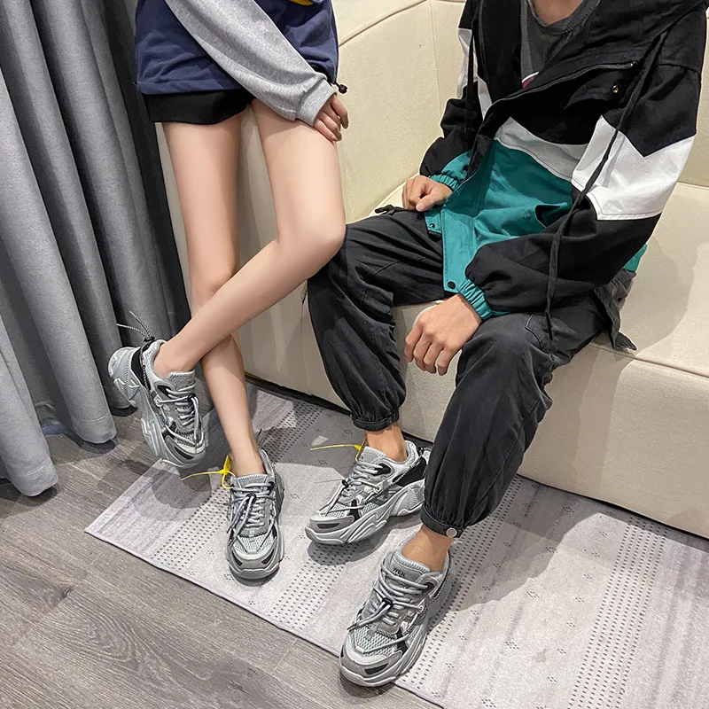 Ins Hot Dad Shoes Female Couple Sneakers 2022 New Korean Version Shoes Sports White Black Shoes Trendy Cool Footwear