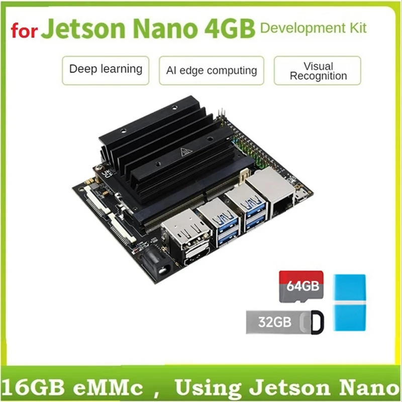 

Development Board With Core Board +Heat Sink+32G USB Drive+64G SD Card+Card Reader For Jetson Nano 4GB Developer Kit(B01)