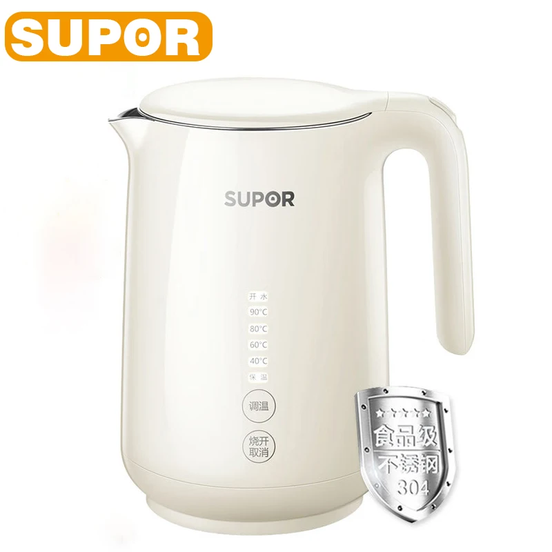 

SUPOR 1.5L Electric Kettle 220V Household Kitchen Appliances Stainless Steel Water Boiler Multi-stage Temperature Kettle