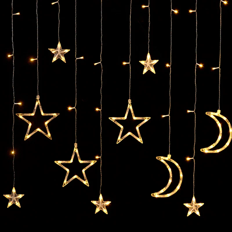 

Star Moon Led Curtain Garland String Light Wedding Christmas Ramadan Garland Light Islam Muslim Party Decor Eid Mubarak Gift