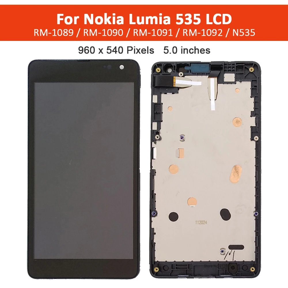 

LCD Display For Nokia Lumia 535 LCD Version 2S 2C Touch Screen Digitizer Assembly With Frame Replacement Parts For N535 RM-1090