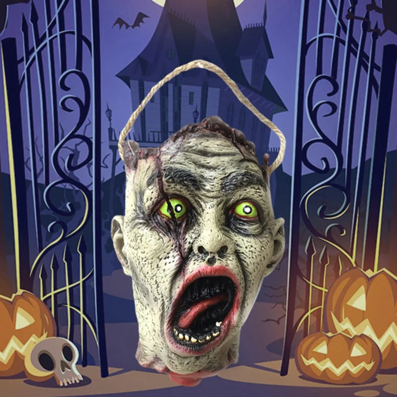 

Terrifying Human Head Shape Handbag Halloween Zombie Monsters Haunted House Atmosphere Decor Trick Or Treat Candy Gift Bag