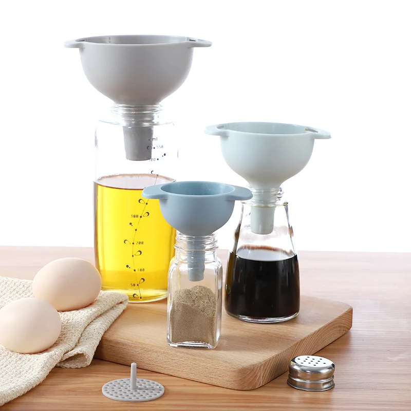 

4-in-1 Funnels Set Oil Funnel Strainer Kitchen Tools Oil Water Spices Wine Flask Filter Funnel Plastic Kitchen Accessories