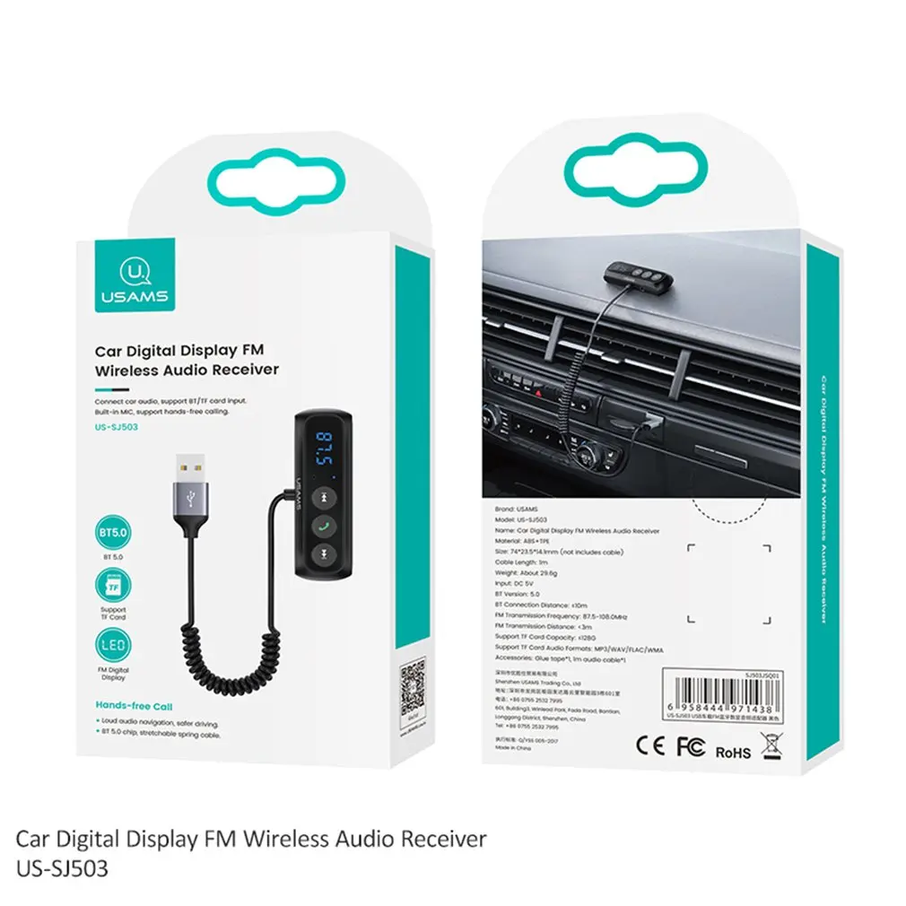 

Handsfree USB Adapter Wireless Digital Display Radio Modulator With Audio FM Interconnect AUX Line Car FM Transmitter Mp3 Player