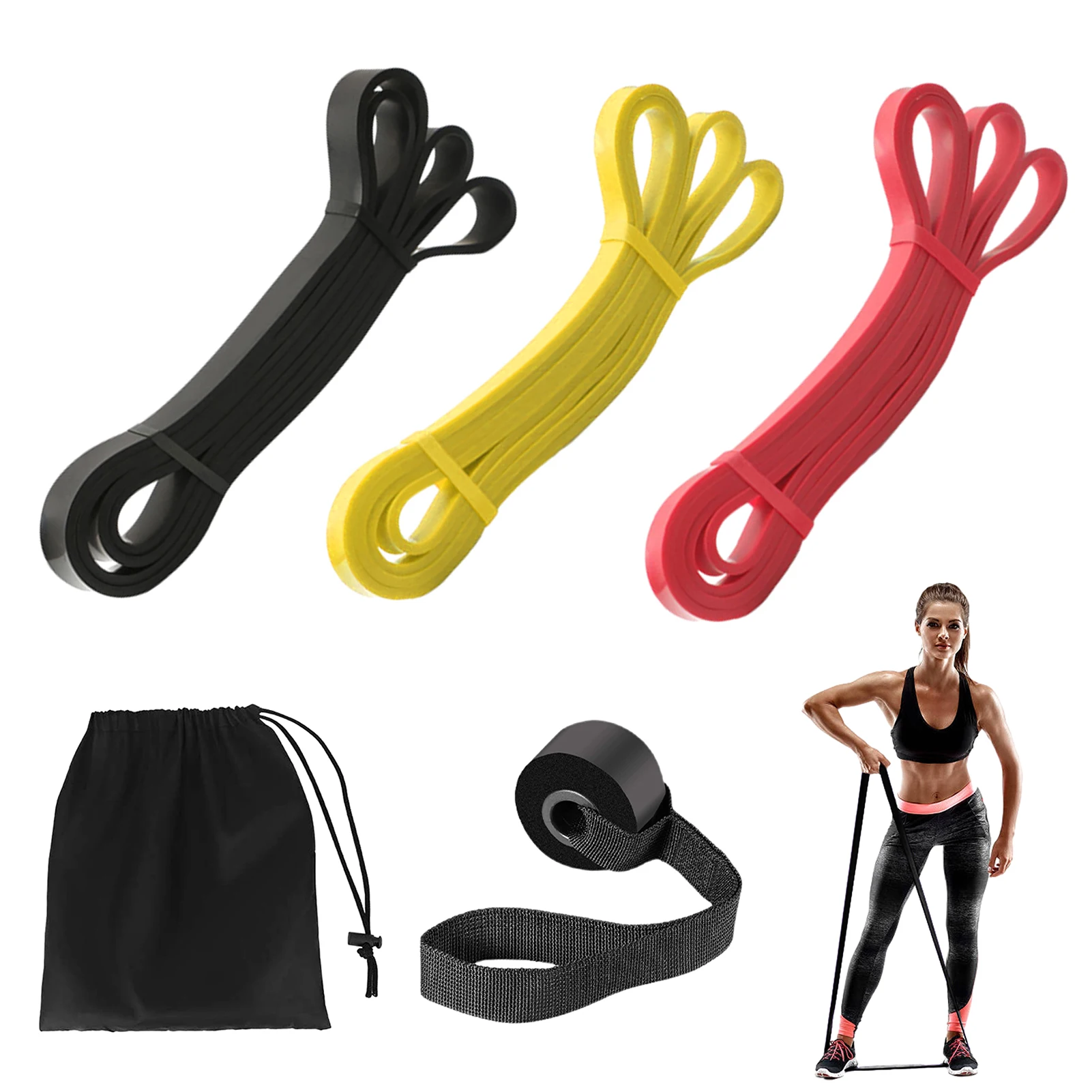 

3pcs Door Anchor Full Body Adult Pull Up Arm Legs 3 Levels Bodybuilding Resistance Band Training Pilates Athletic Easy To Carry