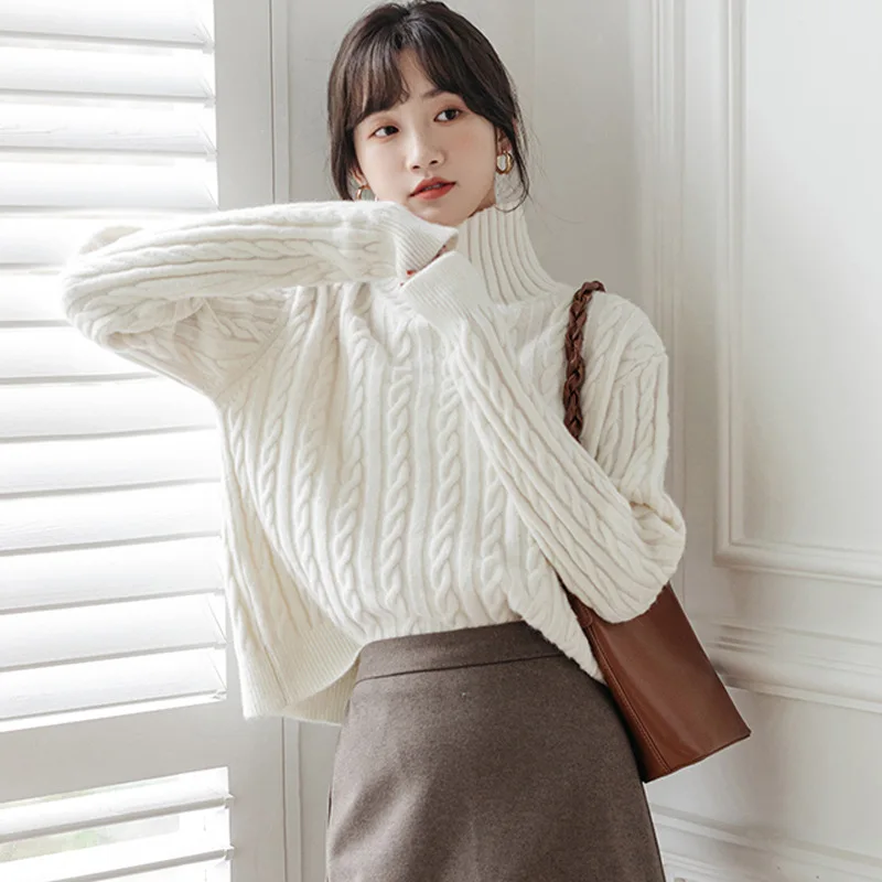 

Sweater Women's Winter 2023 New fried dough twist Thickened Pregnant Women Loose white